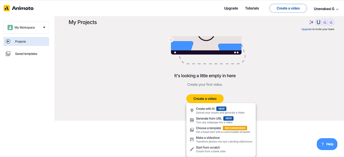 Canva alternatives - Animoto interface