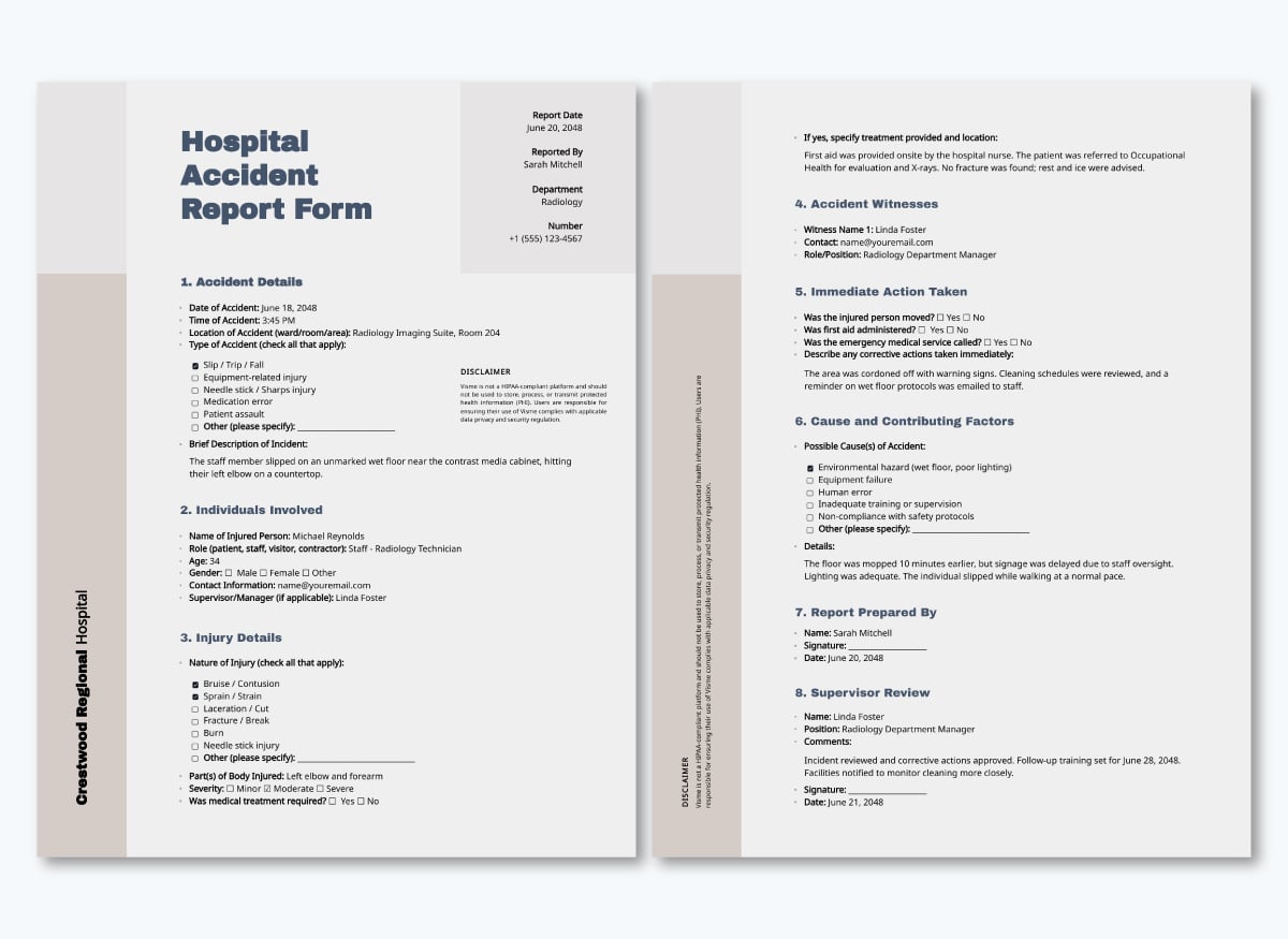 Hospital accident report 