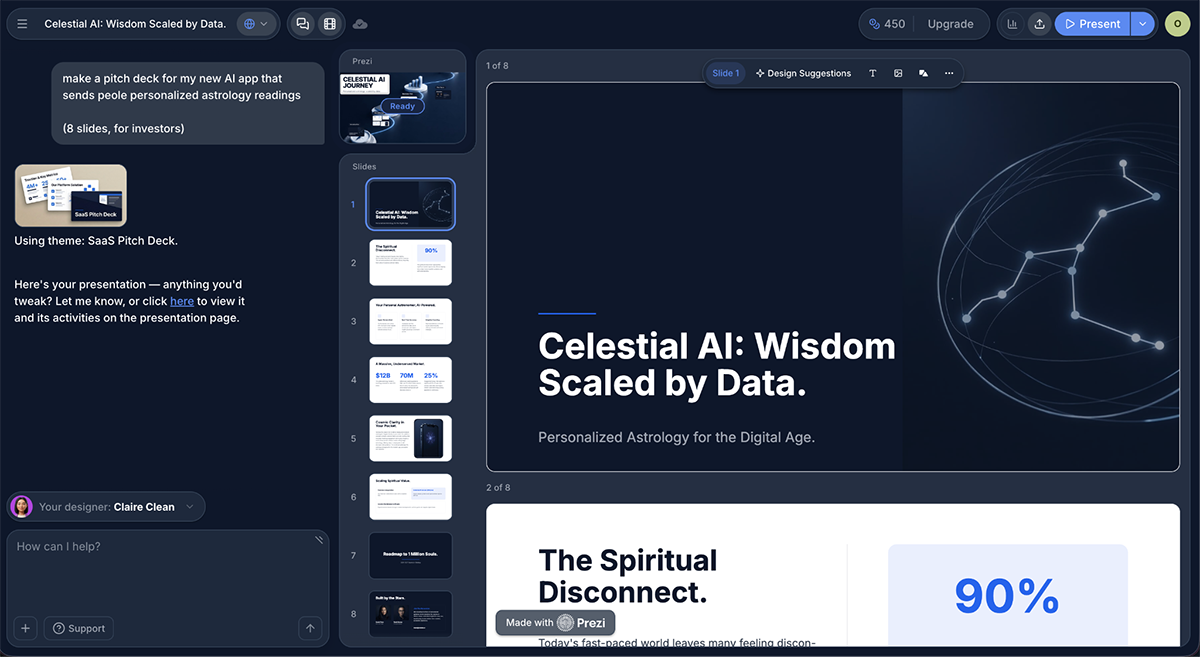 best presentation software - a presentation made using Prezi's AI presentation generator 