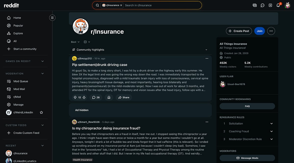 Reddit Insurance 
