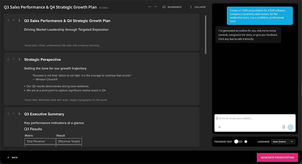 best presentation software - Beautiful.ai AI presentation generator