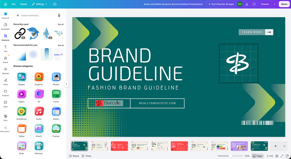 best presentation software - Canva's asset library