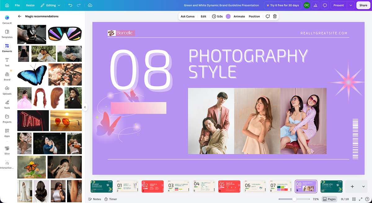 best presentation software - Canva's stock photos and videos library