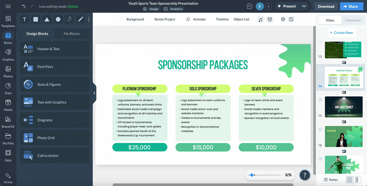How to write an impressive sponsorship deck - Visme's collaborative features
