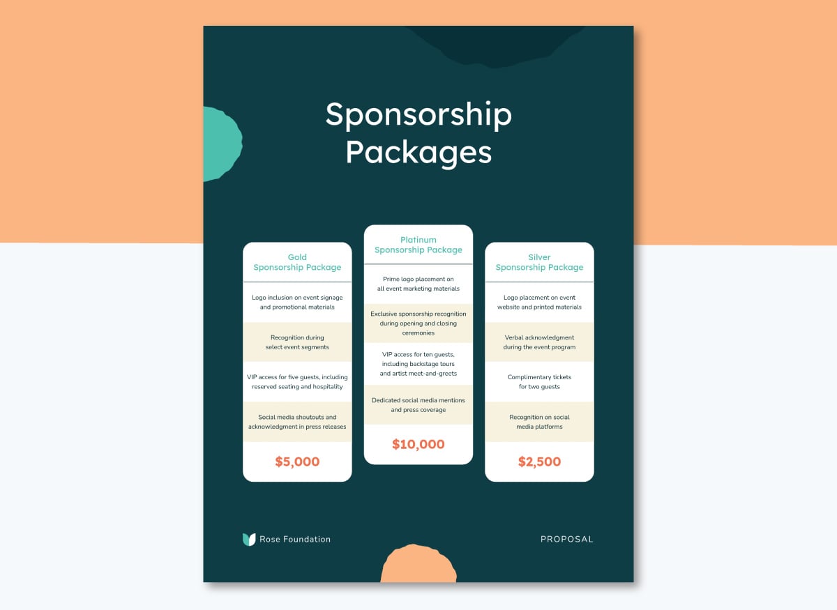 Real-Life Sponsorship Package - Nonprofit sponsorship packages proposal template