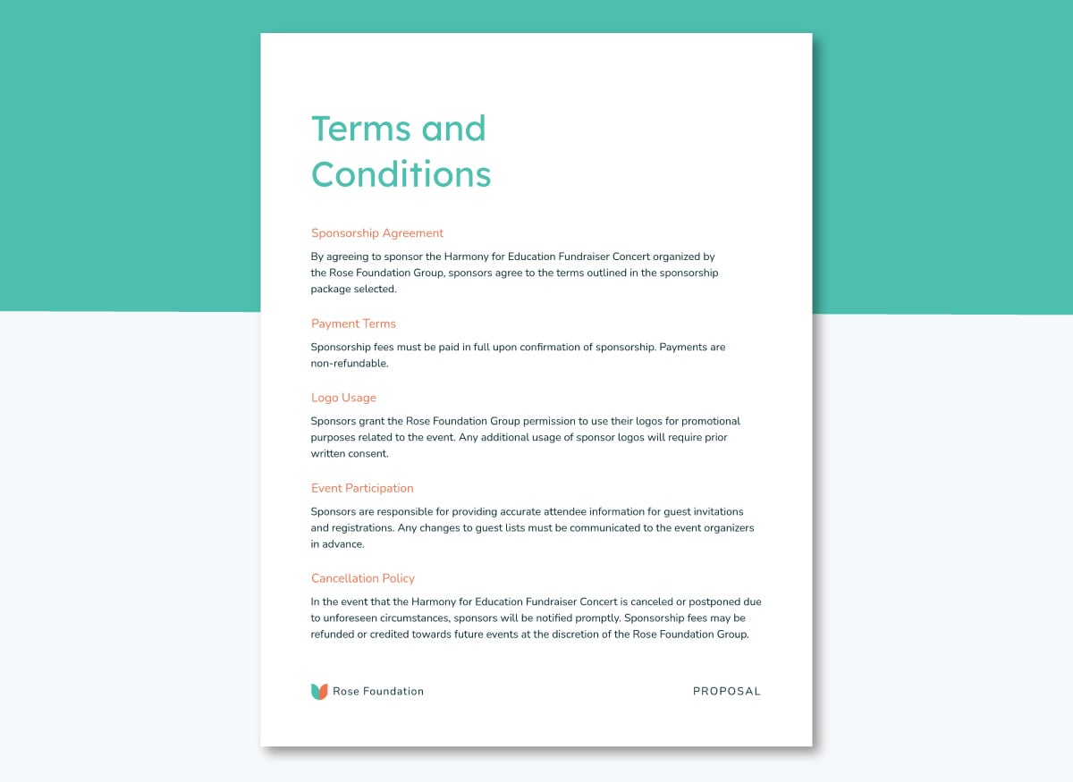 Real-Life Sponsorship Package - Terms, conditions and agreement