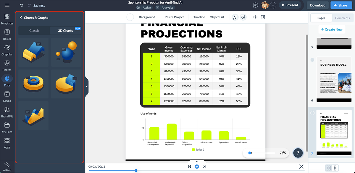 Real-Life Sponsorship Package - 3d chart maker