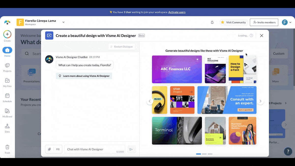 AI Healthcare Marketing - a GIF of using ai design generator to produce healthcare marketing materials