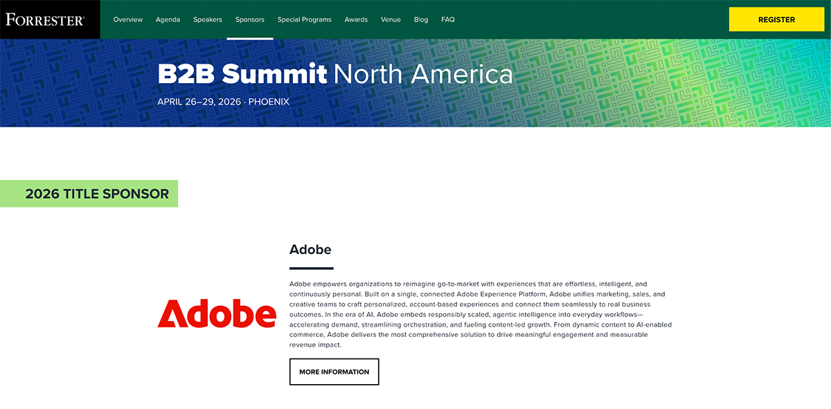 sponsorship marketing - 2026 Forrester B2B Summit with Adobe