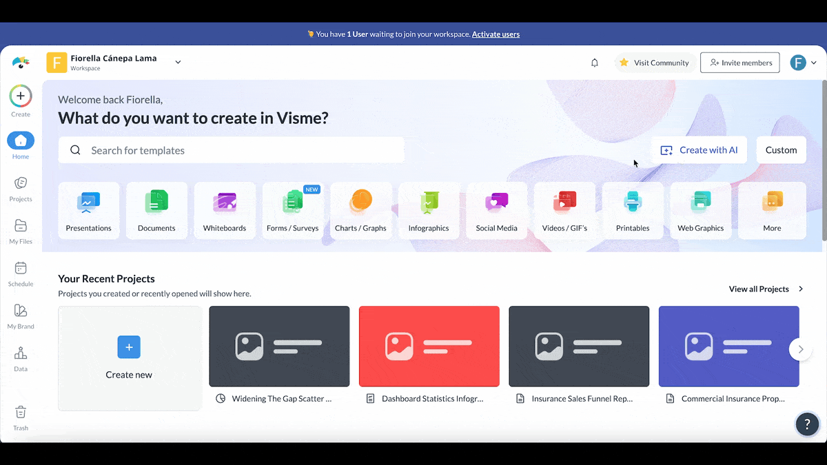 Insurance Data Visualization - A GIF of using Visme's AI chart maker