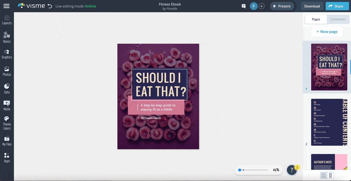 How to create an ebook - A GIF screengrab showcasing how each page in your ebook can have the color scheme changed with a click.
