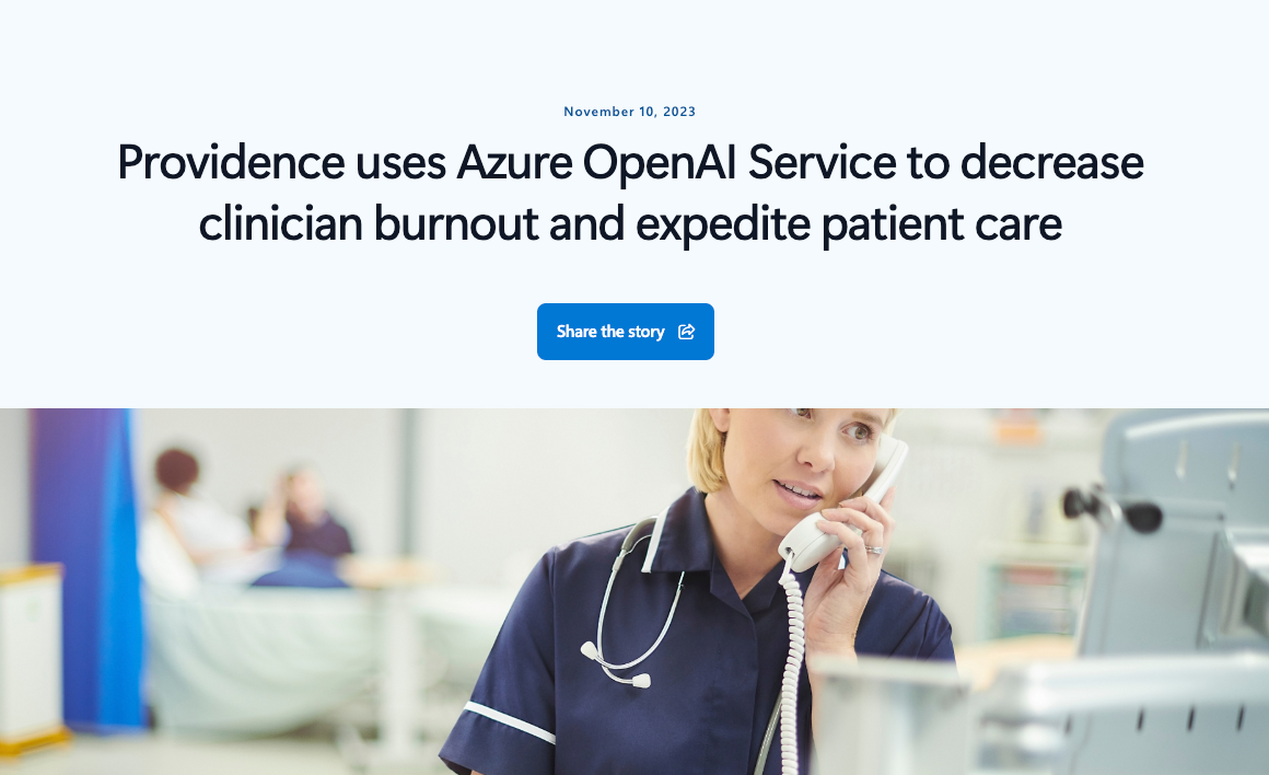 AI Healthcare Marketing - providence uses azure openai service