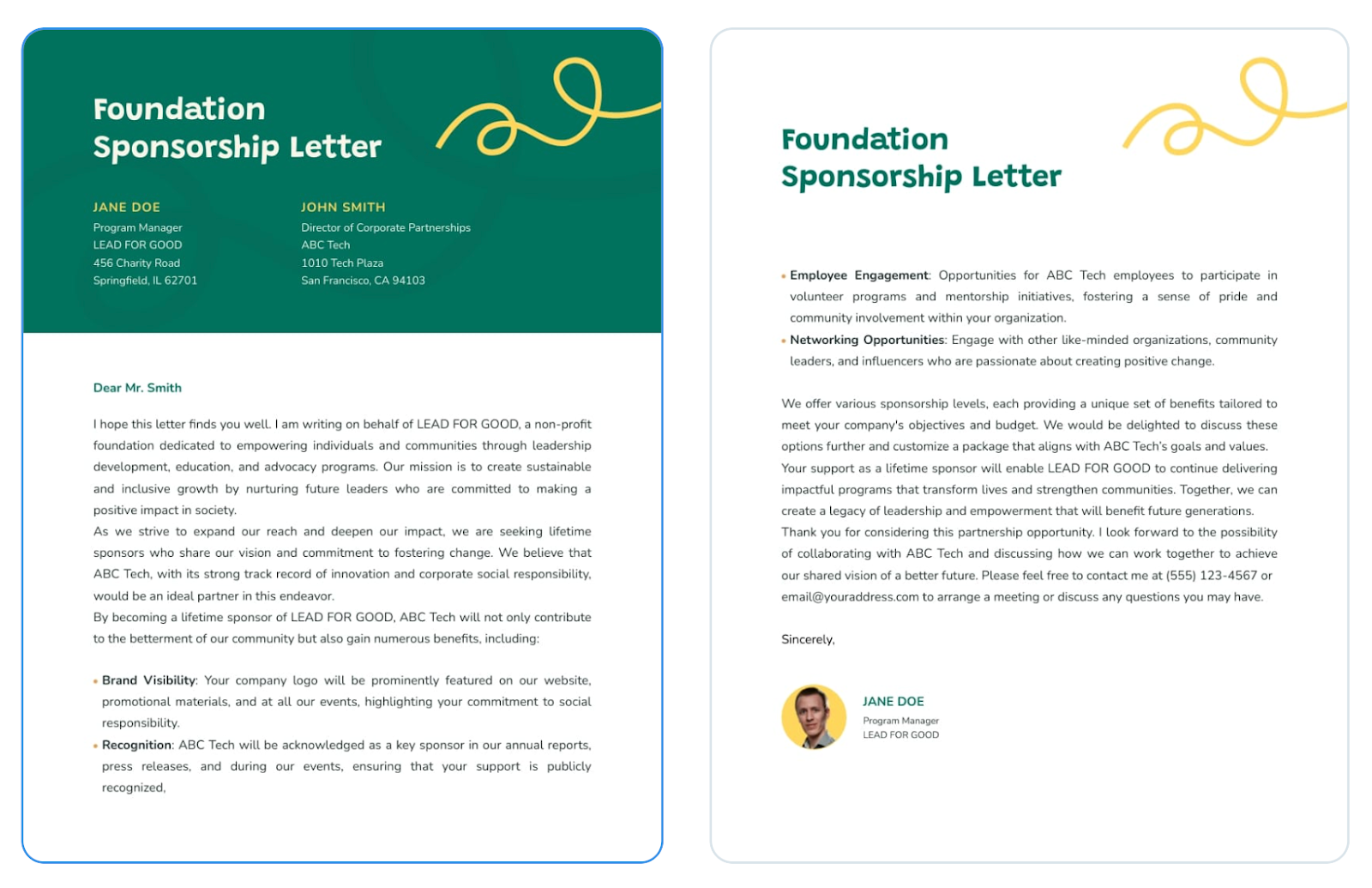 Foundation Sponsorship request letter template