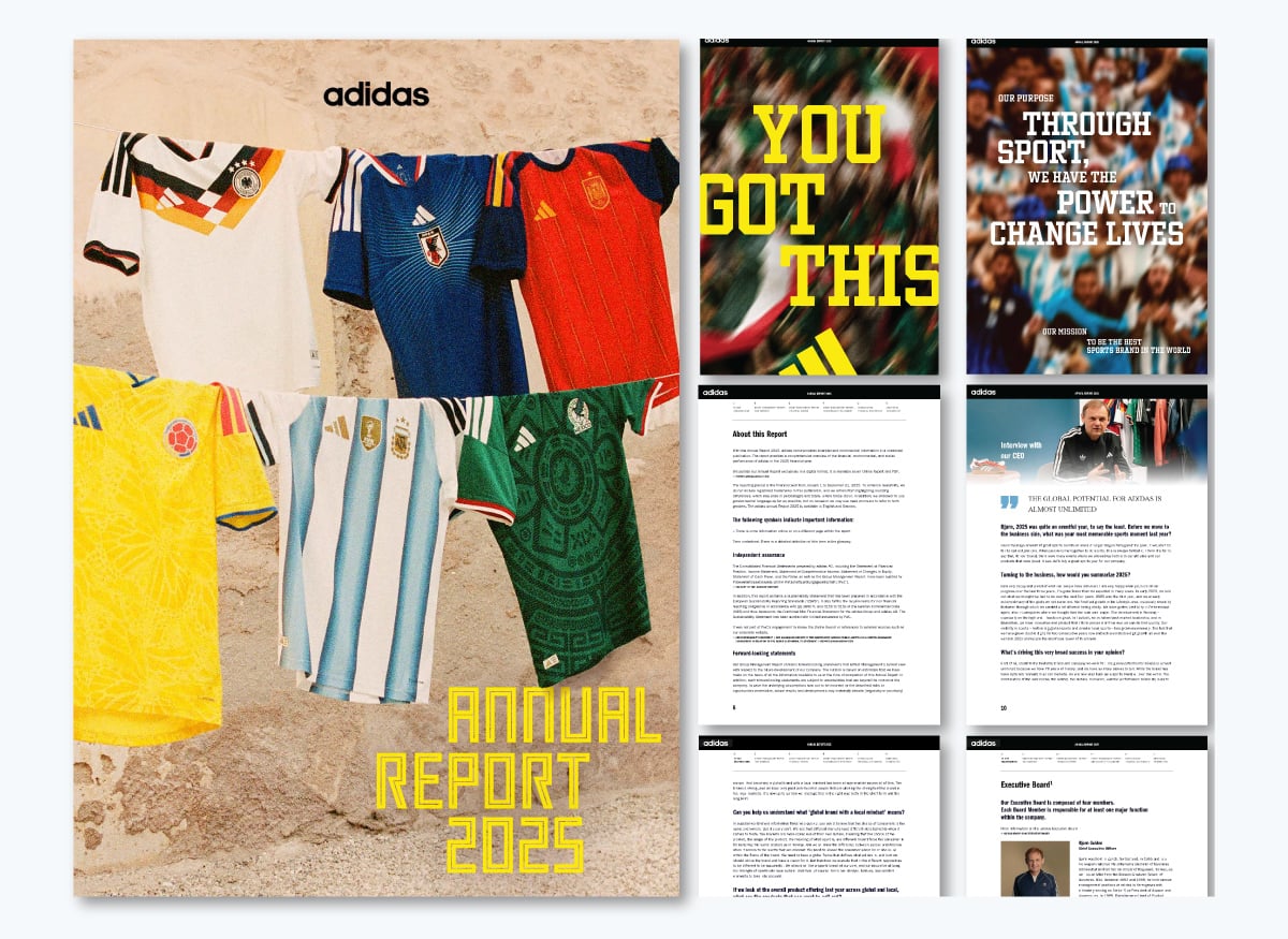15 Annual Report Design Templates & examples 2026 - adidas annual report 2025