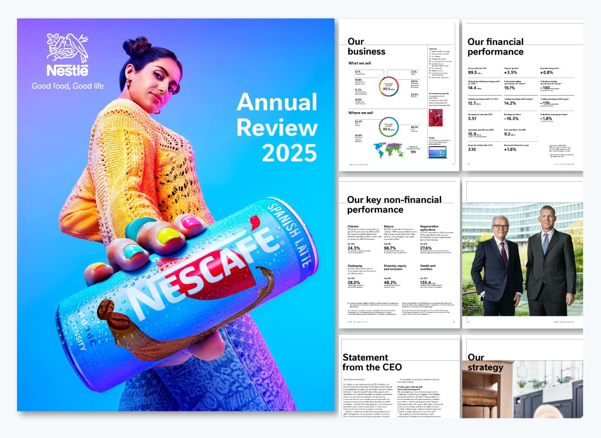 15 Annual Report Design Templates & examples 2026 - nestle annual report 2025