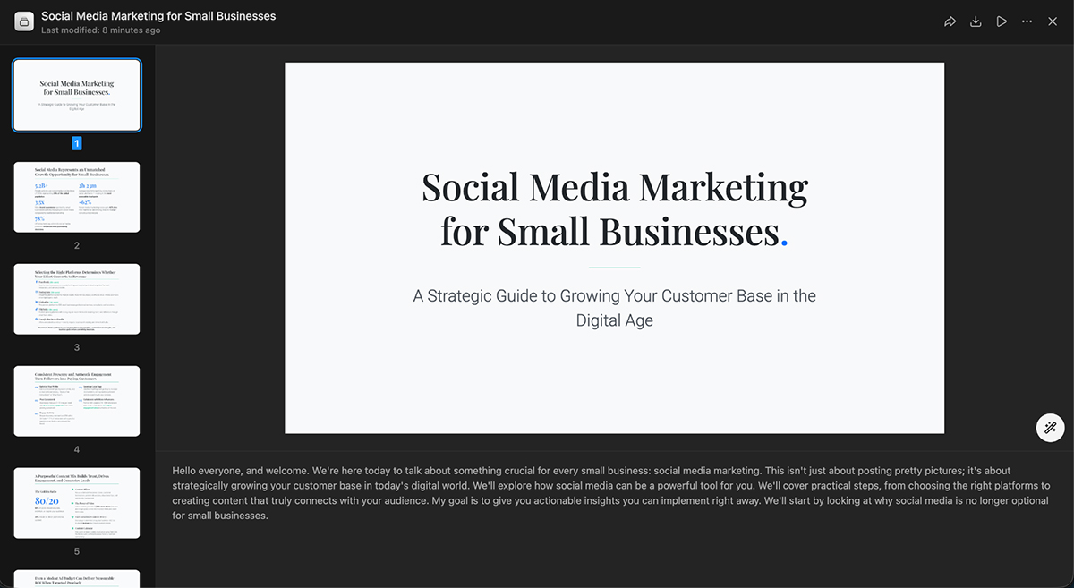 10 Best AI Presentation Makers of 2026 [with Output Examples] - social media marketing for small businesses