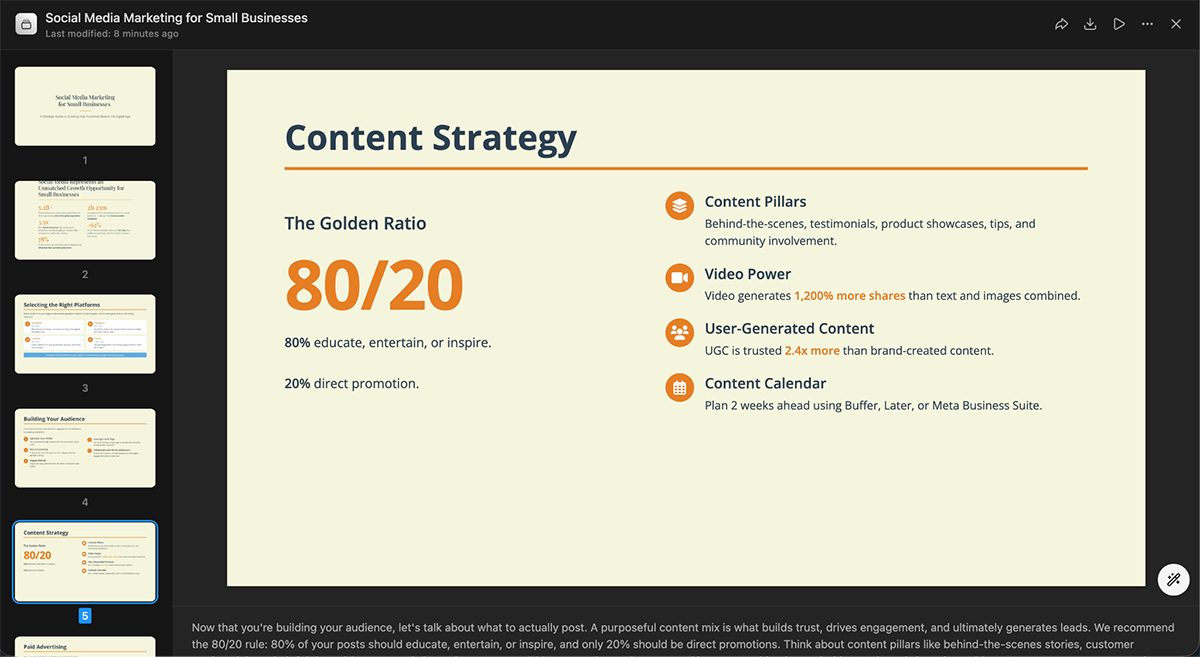 10 Best AI Presentation Makers of 2026 [with Output Examples] - content strategy