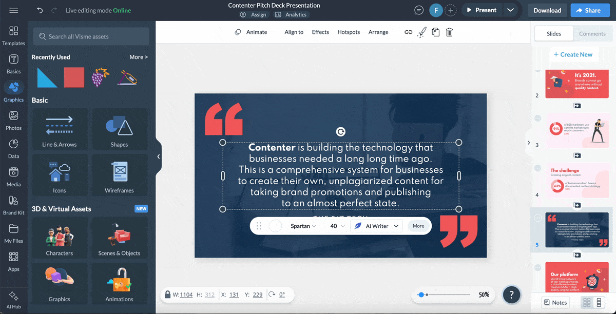 10 Best AI Presentation Makers of 2026 [with Output Examples] - Visme contenter pitch