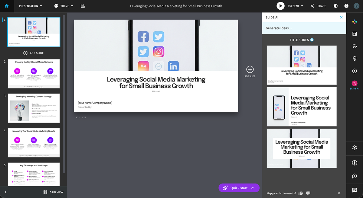 10 Best AI Presentation Makers of 2026 [with Output Examples] - leveraging social media marketing for small business growth
