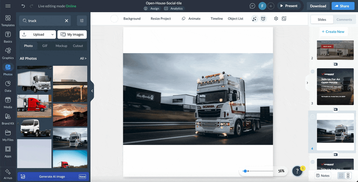 GIF of Visme's background remover in action.