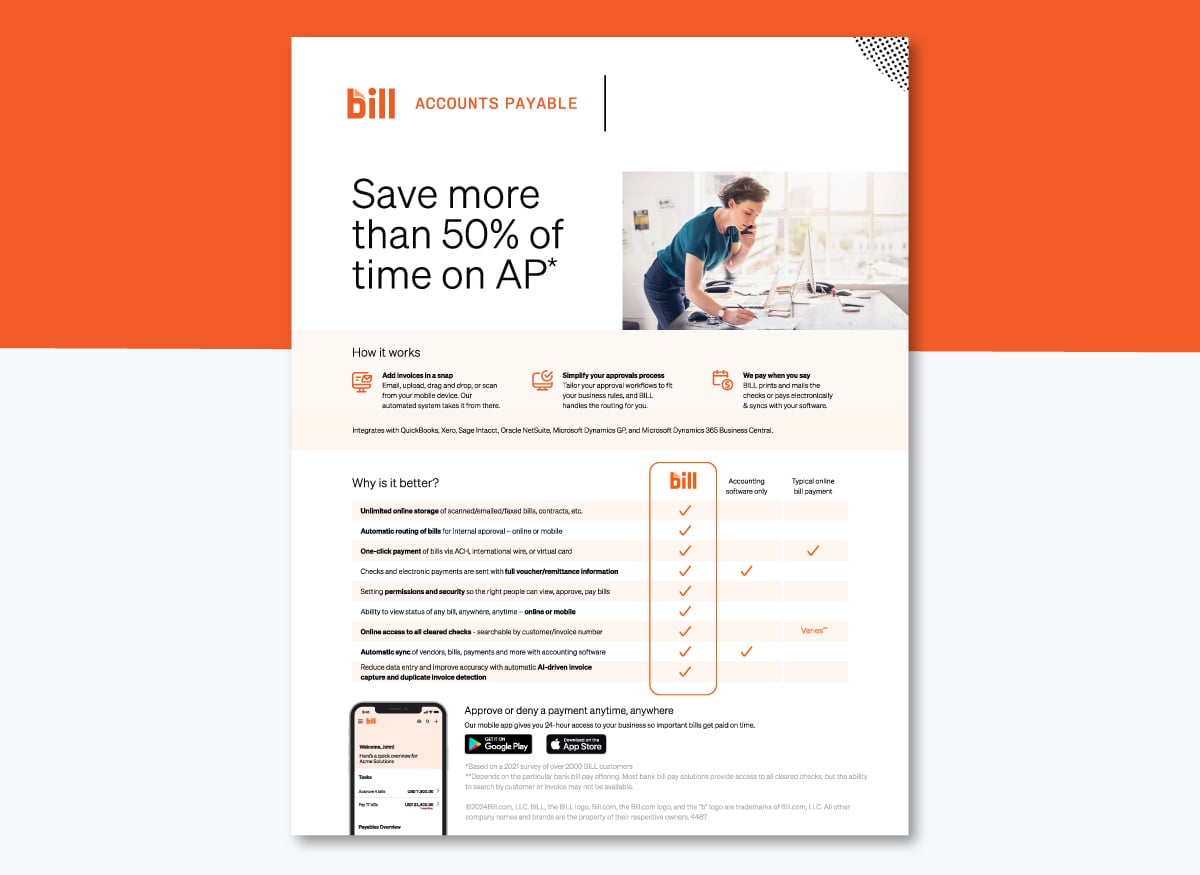 Sales one pager: 18 real examples and templates to close more deals - Bill.com Accounts Payable One Pager