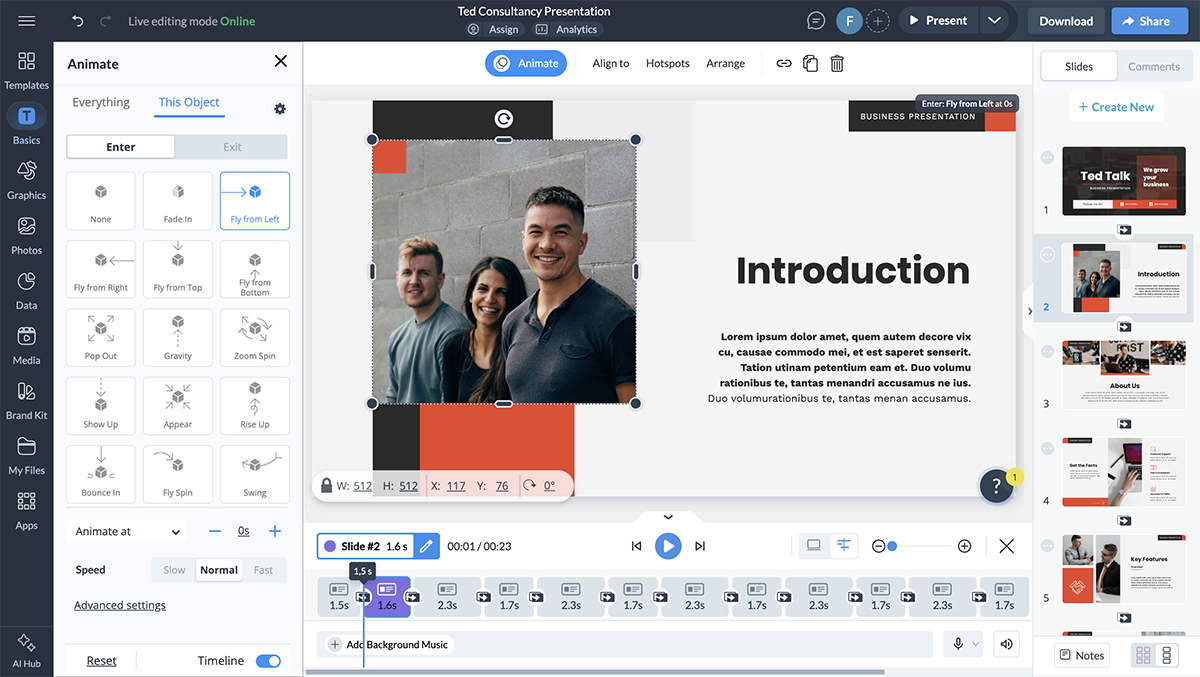 Interactive Sales Presentation Software: a screenshot of a sales presentation opened with interactive elements visible