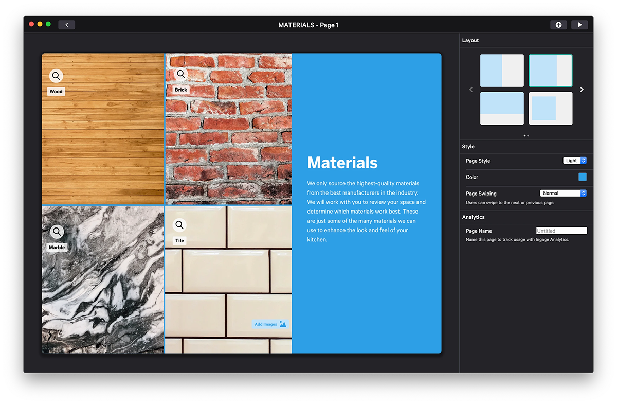 Interactive Sales Presentation Software - Ingage.io; an image of the tool's dashboard with their interactive features showing