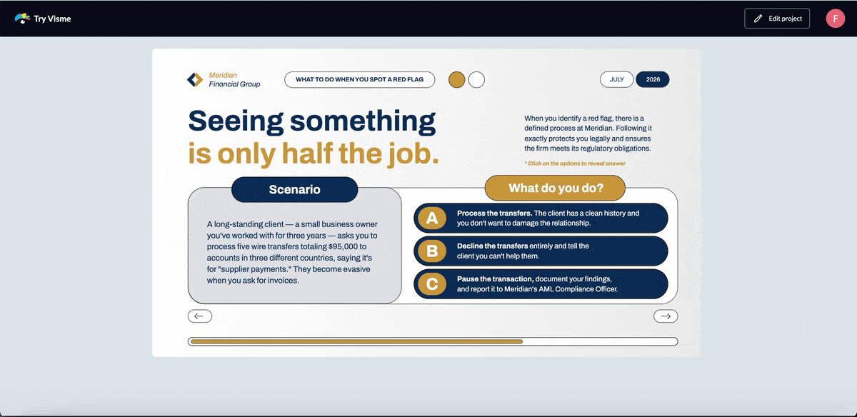 a GIF of a one-slide pricing slide that has the prices hidden behind popups