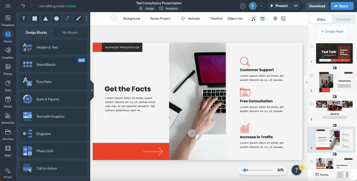 Interactive Sales Presentation Software: a gif showing the interactive elements in action on a sales presentation