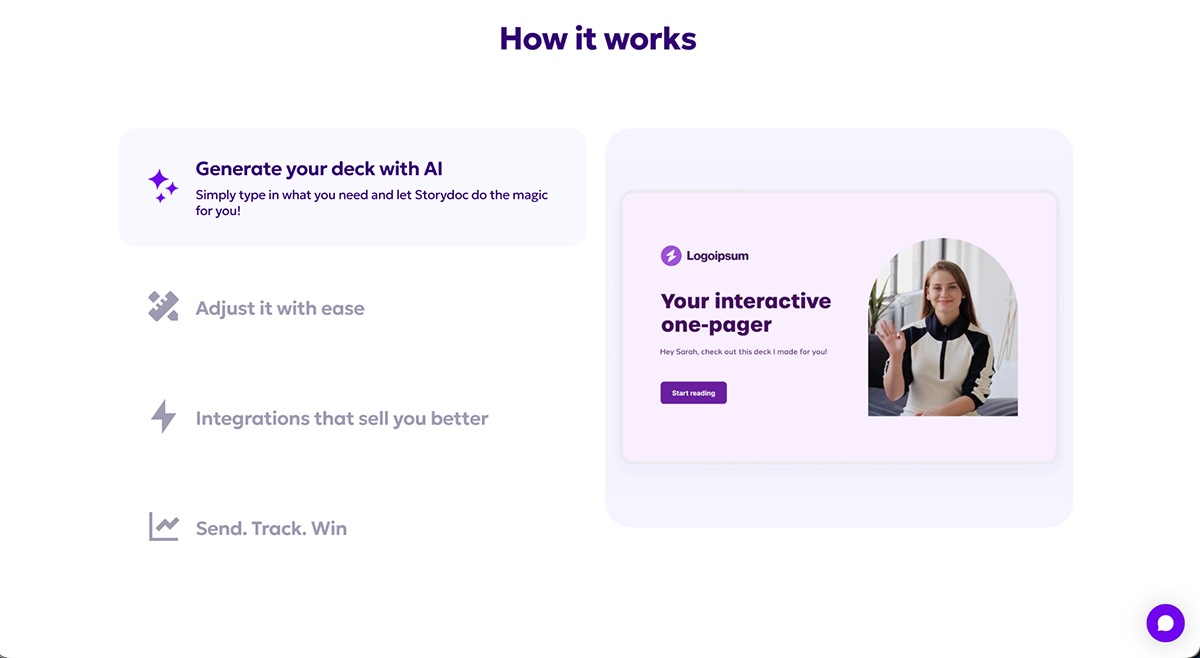 Interactive Sales Presentation Software - storydoc; how it works