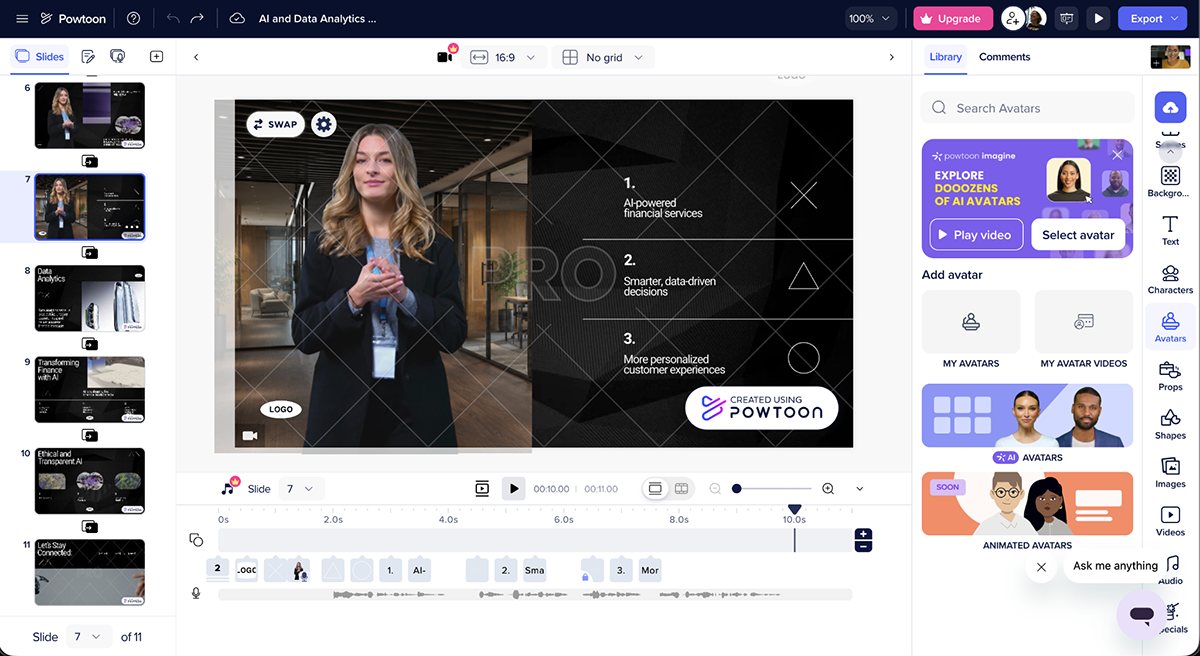interactive video presentation - Powtoon interface