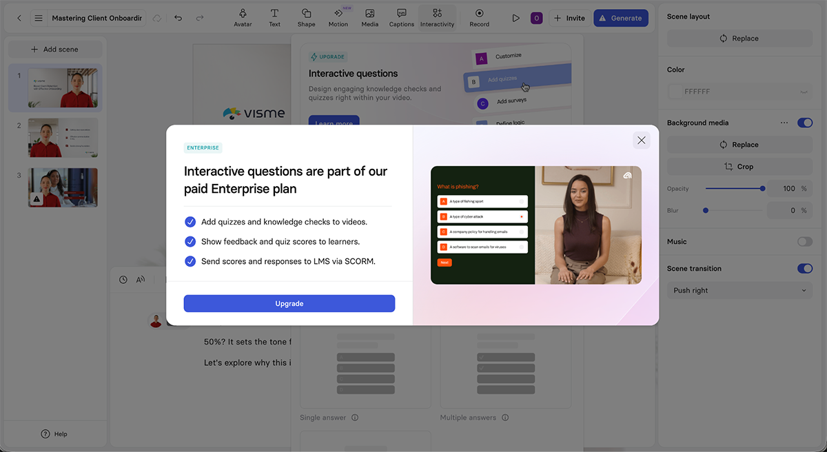 interactive video presentation - Synthesia interface