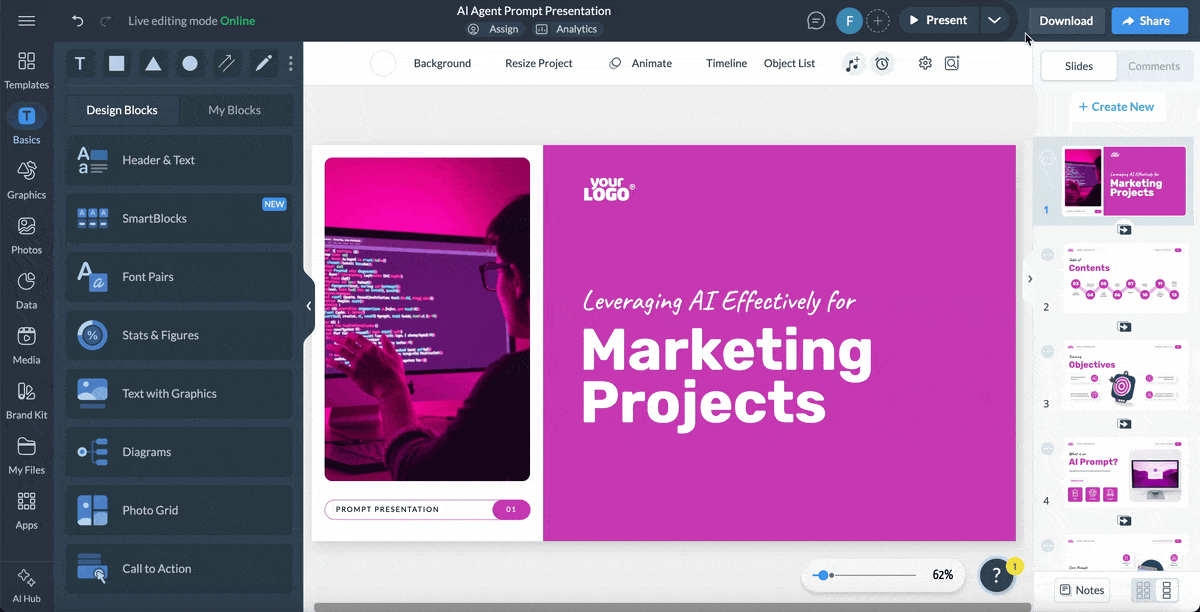 A GIF of exporting a training presentation in SCORM/xAPI formats