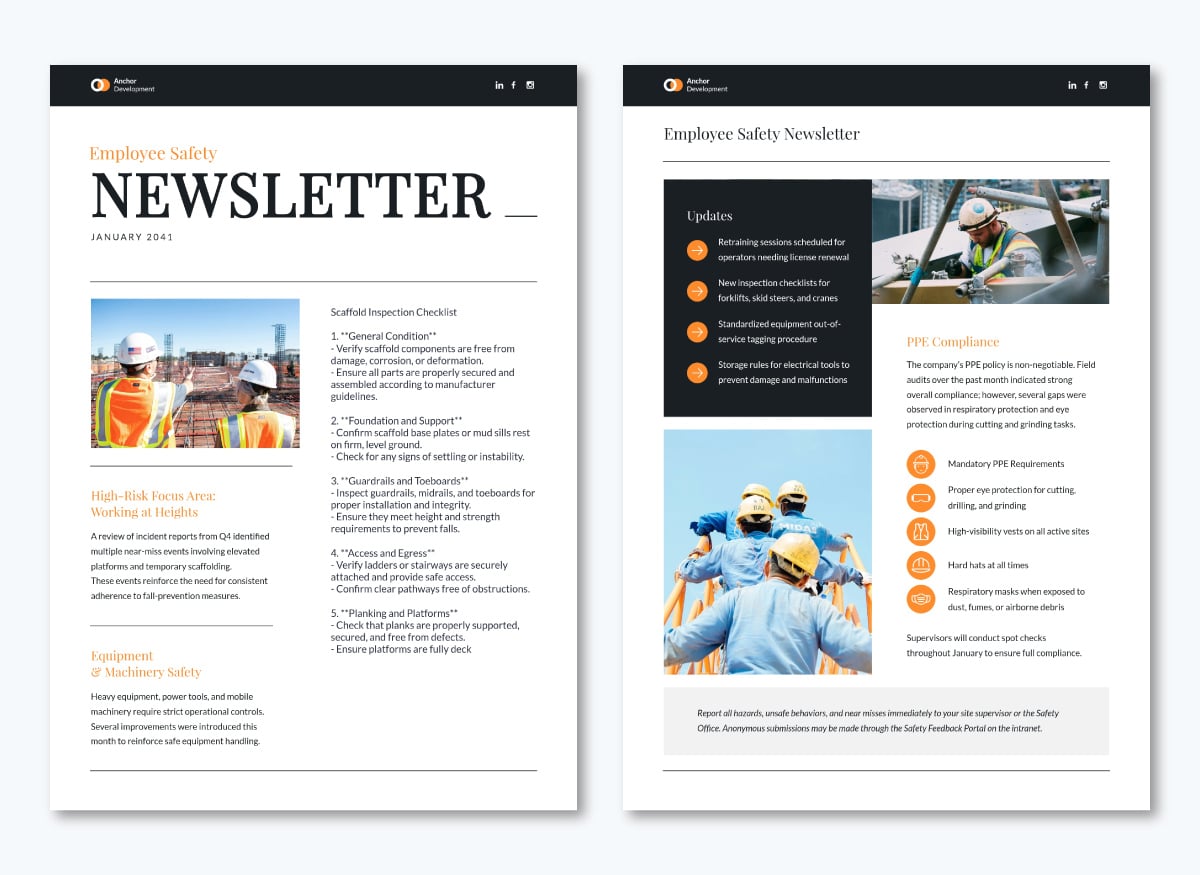 employee safety newsletter template 