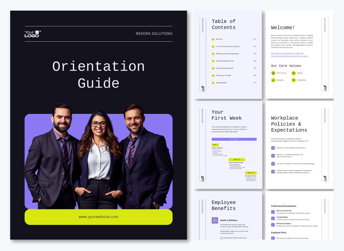 new employee orientation guide template in Visme