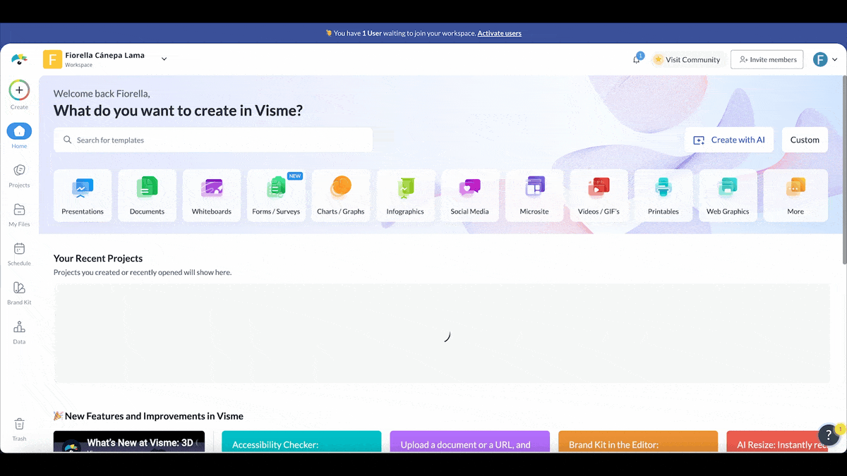 creating a training content in Visme starting from templates