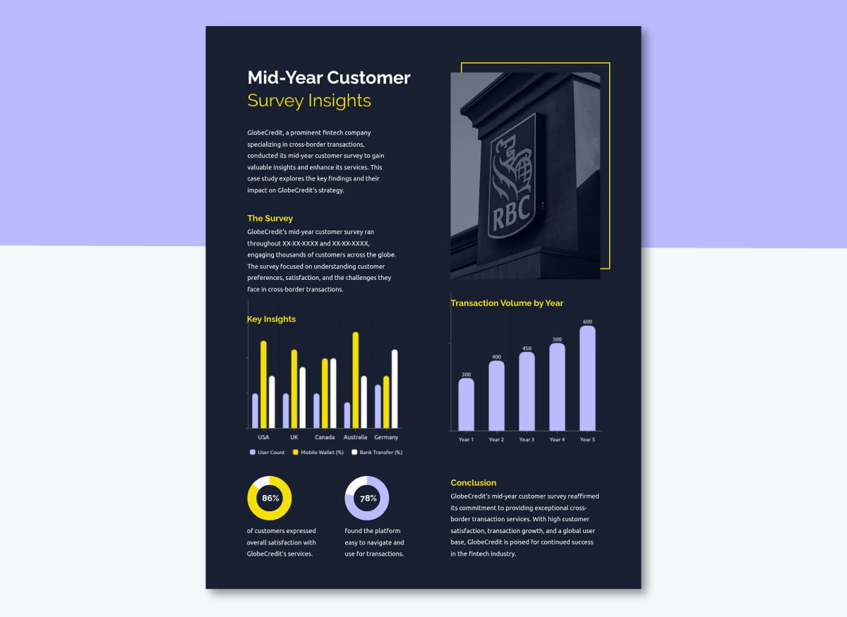 Fintech One pager case study template 