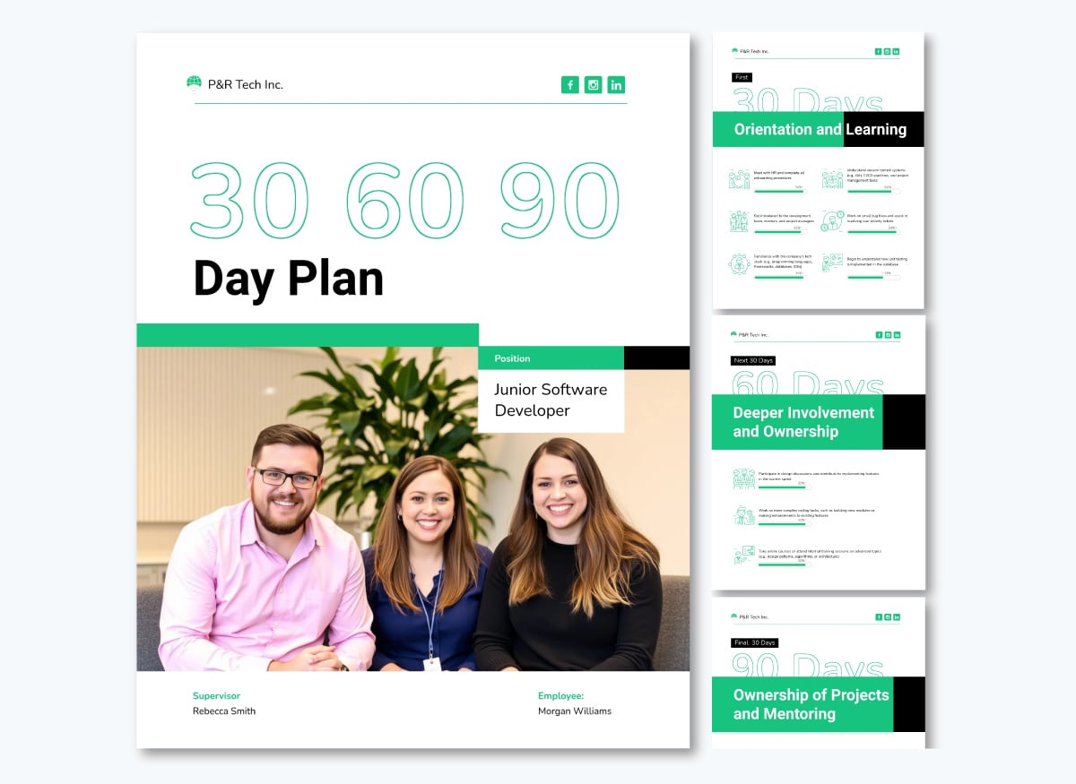 employee onboarding training - 30 60 90 Day New Hire Plan Template