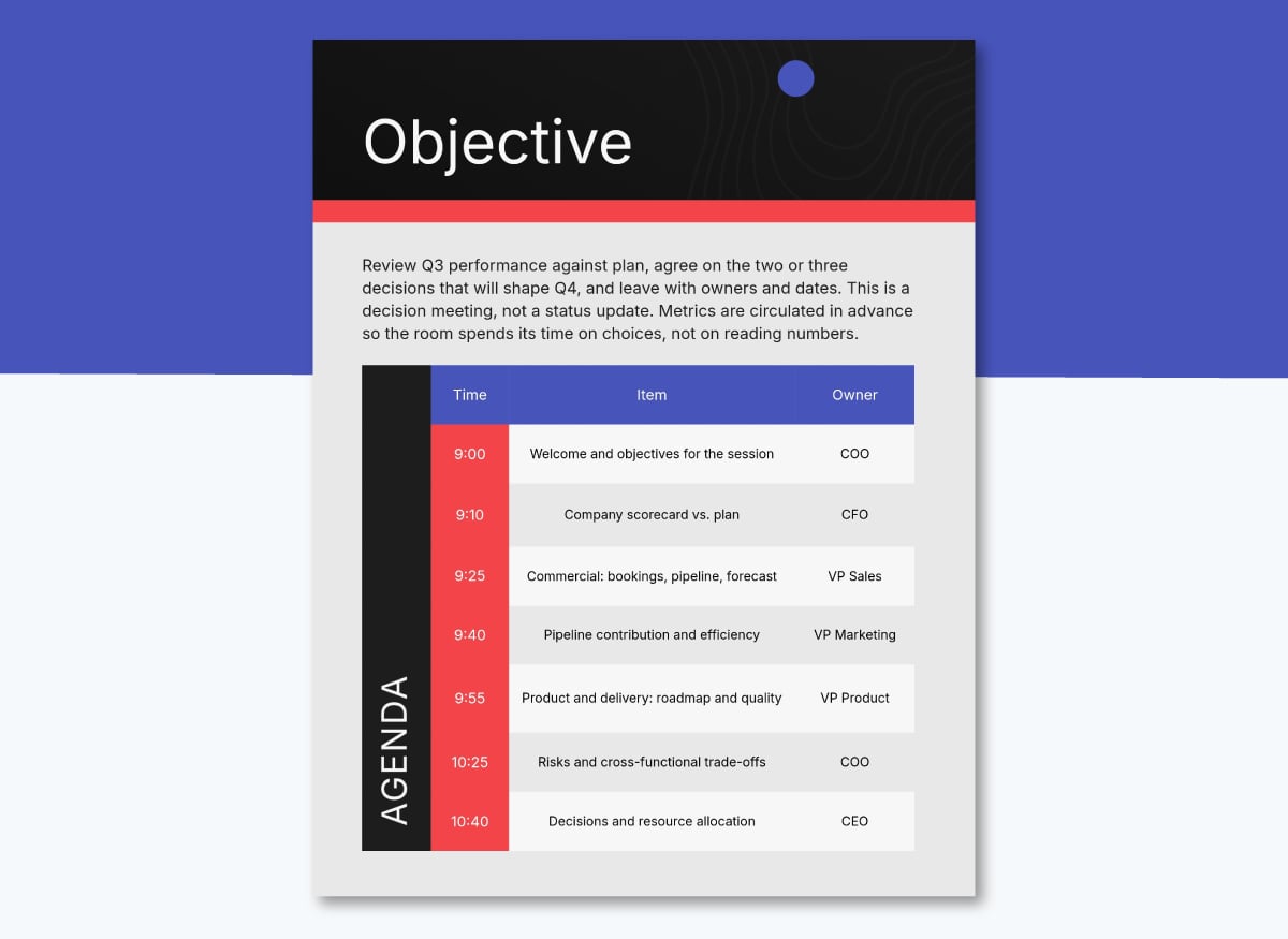QBR Meeting Agenda template