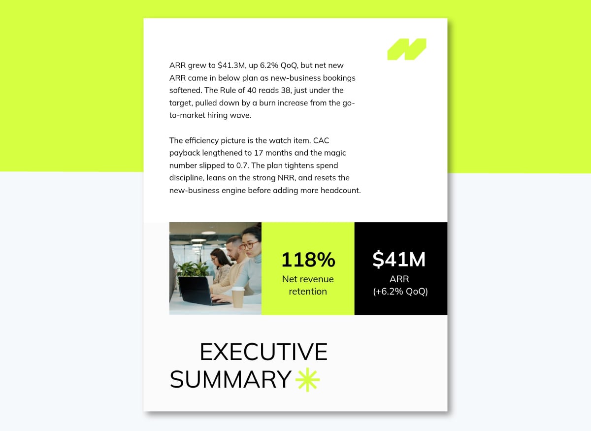  SaaS QBR Template executive summary