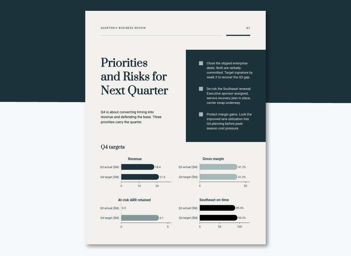 Quarterly Business Review Template - Challenges and Risks