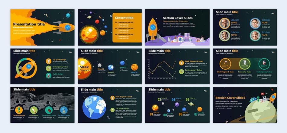 Do-a-space-theme-with-illustration creative presentation ideas