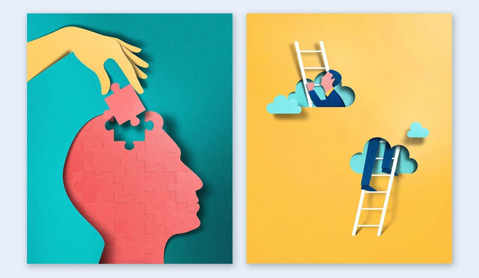 cut-out paper illustrations creative presentation ideas