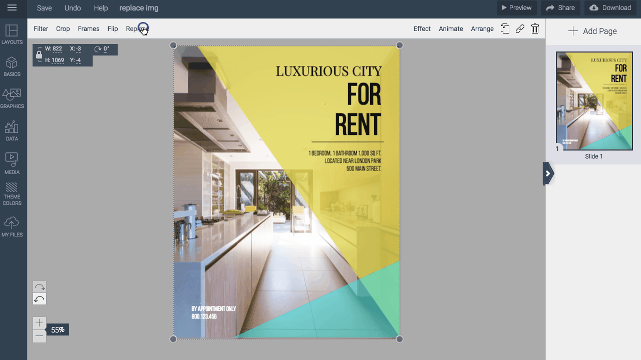 replace images in visme how to make a flyer